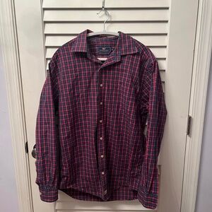 men’s red/navy/green-plaid VINEYARD VINES classic-fit murray shirt [M]